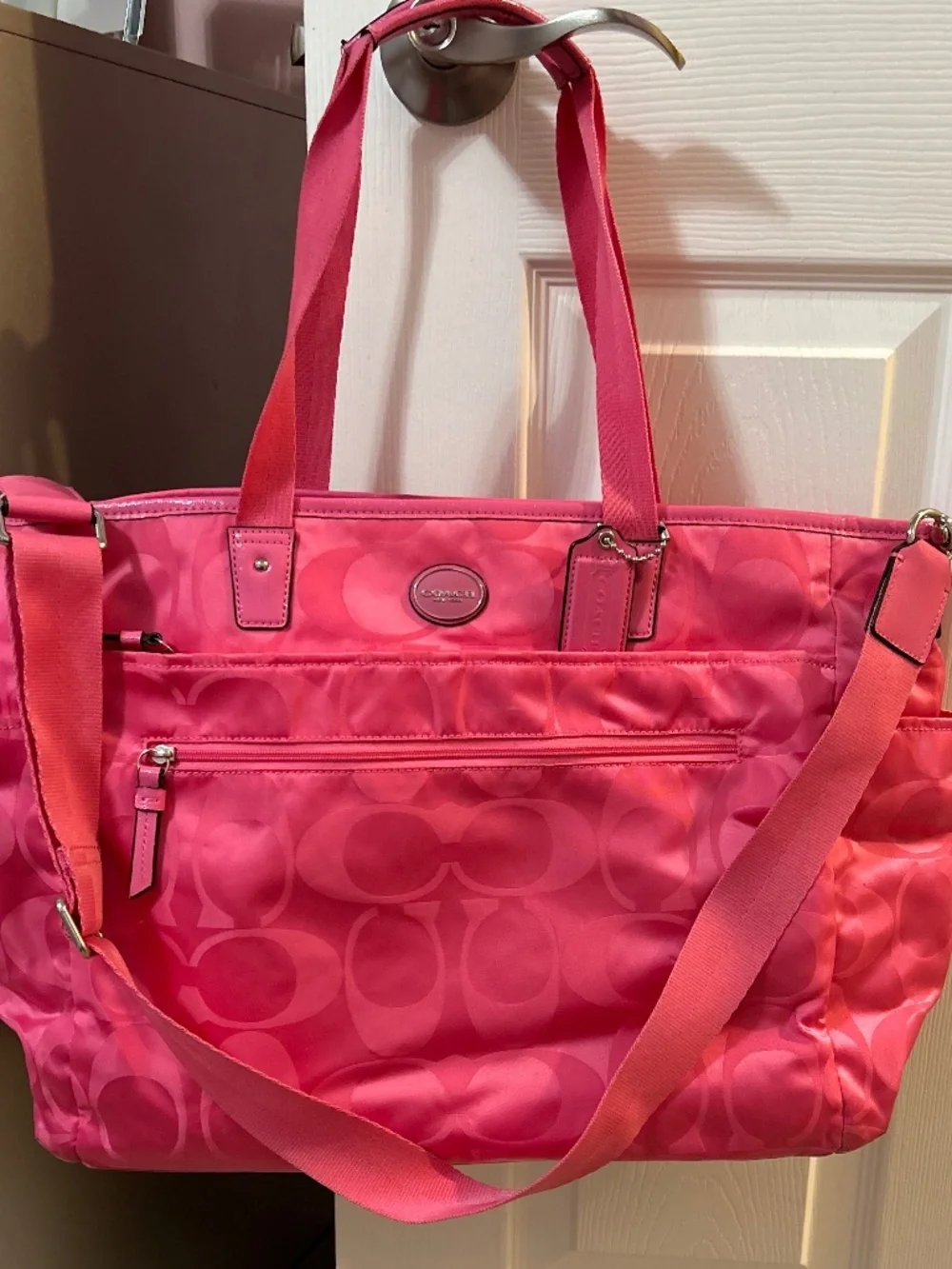 Coach pink diaper bag